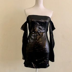 PrettyLittlethings sequined black mini dress